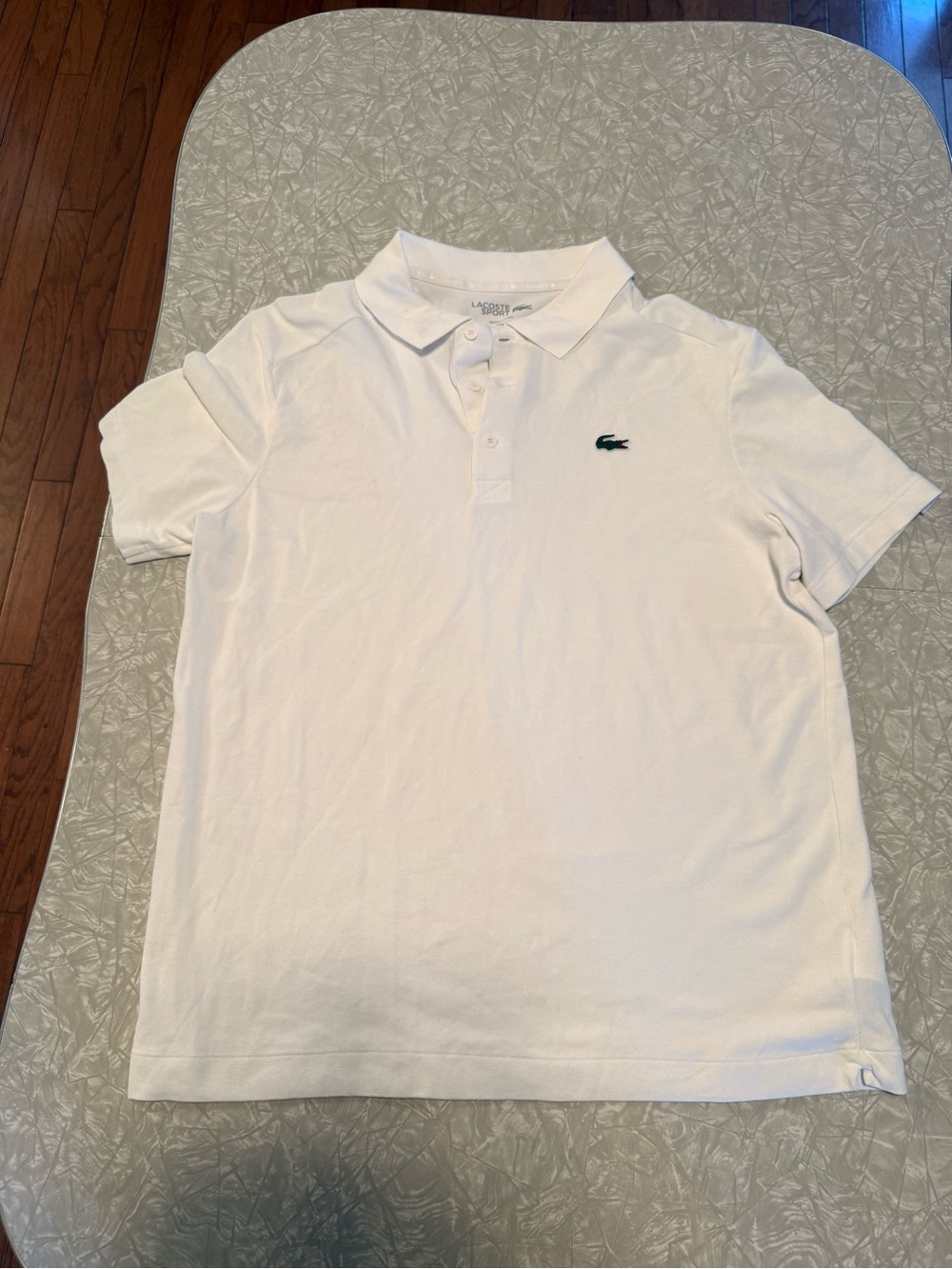 Lacoste White Polo Shirt with Green Crocodile Emblem